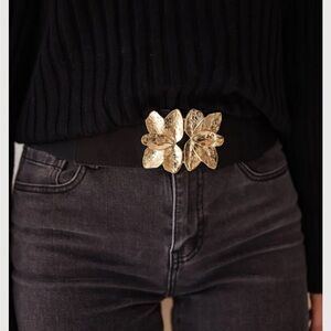 Easy Clothes Gold Metal Flower Belt